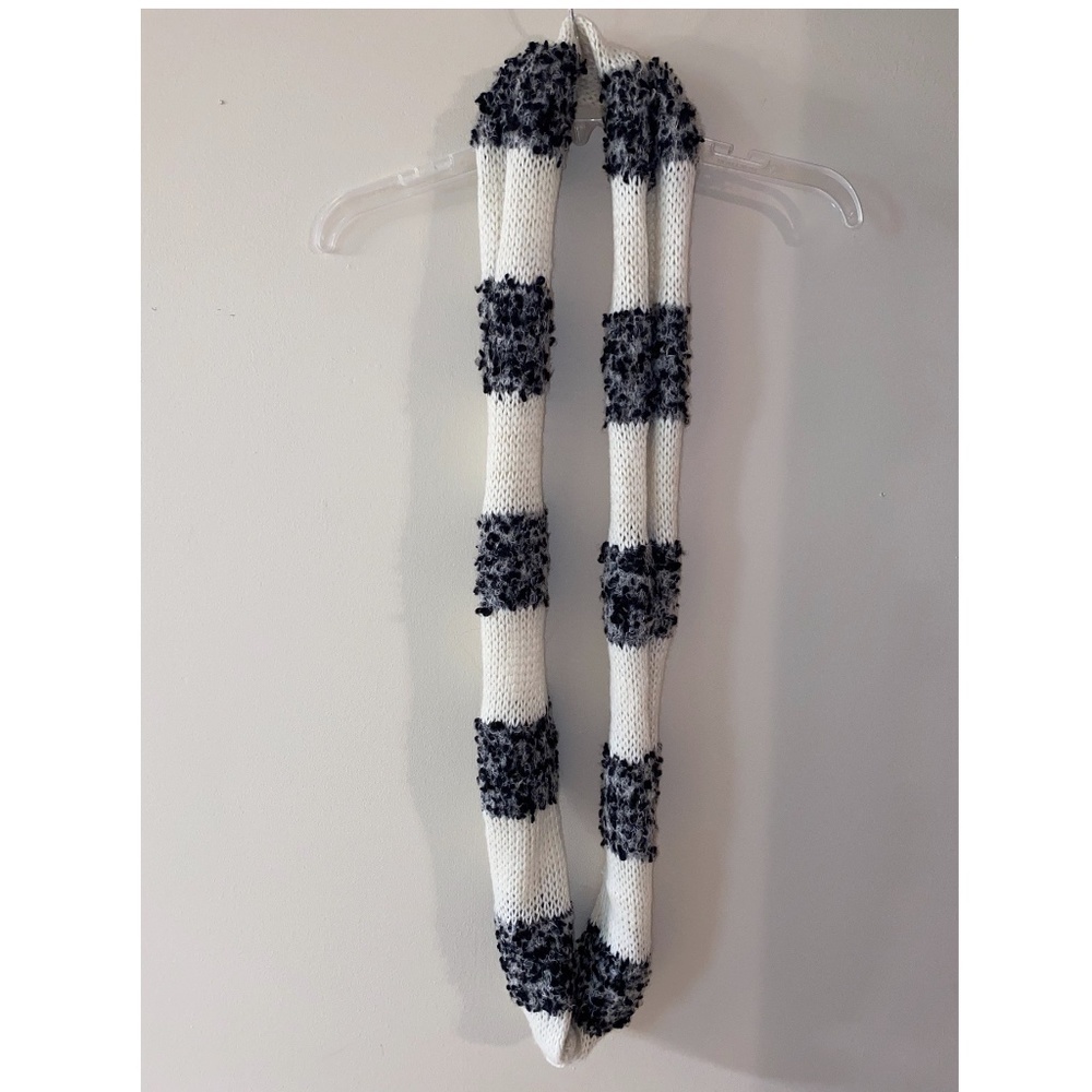 Cream and gray knit infinity scarf
